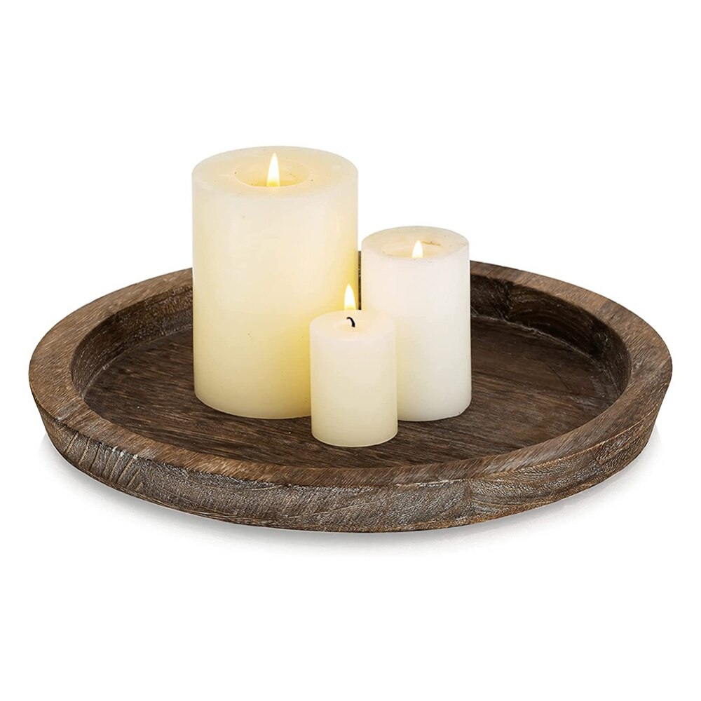 Rustic Wooden Tray Candle Holder